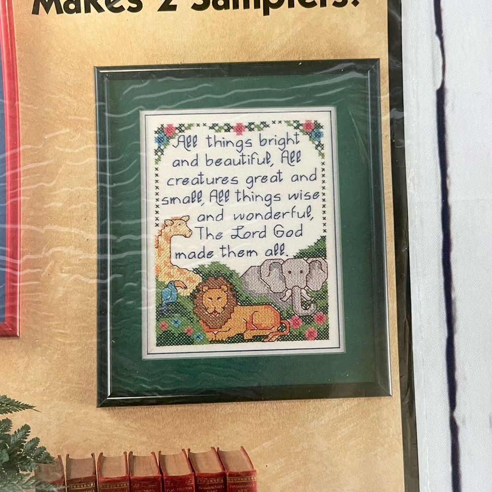 VTG 1995 Bucilla Grace’s Sampler Pair Stamped Cross Stitch Kit NIP Sealed 2-Pack